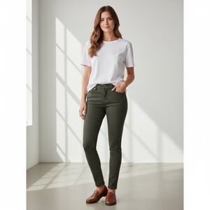 🌻Lila Ryan Skinny Jeans  Olive Green Stretch Mid Rise Denim Pants Size 28